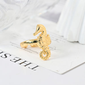 Anillo de <span class=keywords><strong>Caballito</strong></span> de Mar Chapado en Oro de 18K para Mujer, Anillo de Dedo con Diseño 3D de Animal, Bague De Hippocampe, Anillo De <span class=keywords><strong>Caballito</strong></span> De Mar, Joyería de Playa - Product Image 3