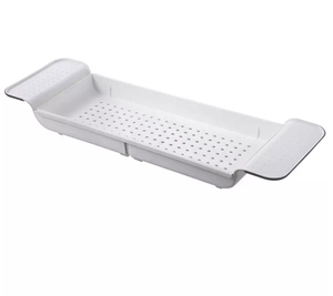Hot sell Expandable Drain Bath Shelf Caddy Tray, Multifunctional Plastic Bathtub Tray Organizer for bathroom