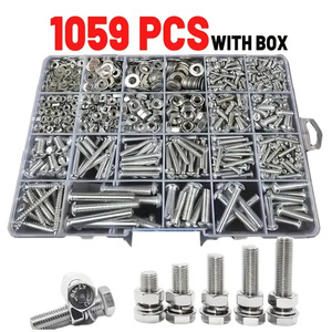 1059pcs 304 Stainless Steel Screw And Nut Set Metric Round Head Phillips Pan Head Grade A Class 8.8 For Standard Use - Product Image 2