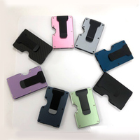 Dompet logam serat karbon RFID pria, grosir klip uang LOGO kustom logam RFID pemegang kartu aluminium untuk pria