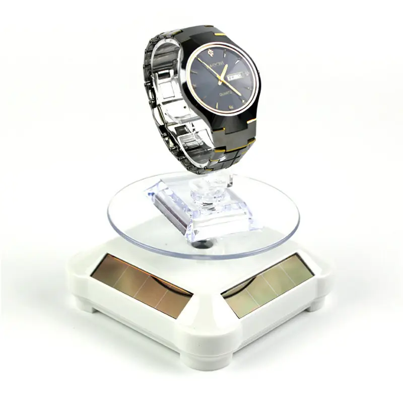 ジュエリースピナー時計ホビーコレクションシェルフ用の新しいソーラーディスプレイターンテーブル二重使用回転ディスプレイスタンド
