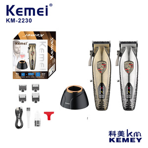 Tondeuse à cheveux électrique professionnelle Kemei KM 2230 avec base pour usage en salon, boîtier en plastique, modèle à charge USB - Product Image 3
