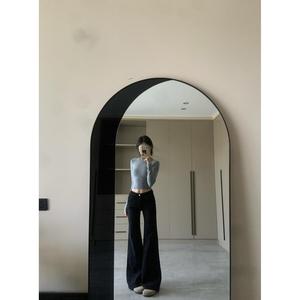 กางเกงยีนส์ขาบานเอวสูงสีดำของผู้หญิง2025กางเกงอินเทรนด์ระบายอากาศได้ดีสำหรับฤดูใบไม้ผลิฤดูใบไม้ร่วงฤดูหนาว - Product Image 4