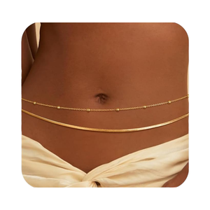 CHESKY 14K 금도금 여성용 섹시한 비키니 비치 허리 체인 여름 보석 액세서리 방수 뱀 진주 쿠바 바디 체인 - Product Image 1