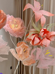 Flor de Amapola <span class=keywords><strong>Gigante</strong></span> de Papel Color Naranja Personalizada con Base de Tallo para Decoraciones de Bodas, Eventos, Fiestas o Graduaciones - Product Image 5