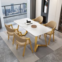 Ensemble de table à manger en marbre et métal de style nordique, rectangulaire, moderne et minimaliste pour restaurant et petit appartement