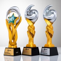 Trofeo de Cristal Artificial Dorado Personalizado con Grabado Interior, Impresión a Color y Grabado para Personal Destacado, Reunión Anual de Equipo