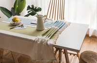 Nappe, nappe brodée coton lin sans plis nappes lavable anti-poussière couverture de table pour la cuisine fête