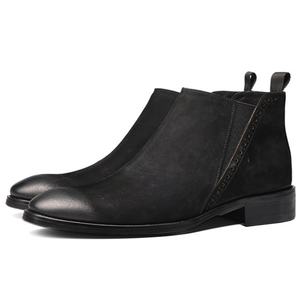 Chaussures en cuir à bout pointu pour hommes, en cuir véritable, chaussures de ville formelles, chaussures de mariage pour le marié, à semelle épaisse, rehaussantes, type Derby - Product Image 2