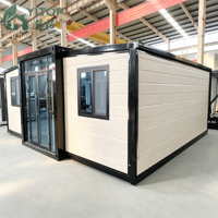 Maison conteneur modulaire pliable temporaire de luxe, sûre, préfabriquée, à installation rapide, extensible de 20 pieds, YITOP