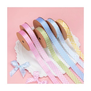 Rubans cadeaux en polyester écologiques Curlie Bow aux couleurs pastel avec motifs à carreaux 120 cm pour emballage décoratif - Product Image 4