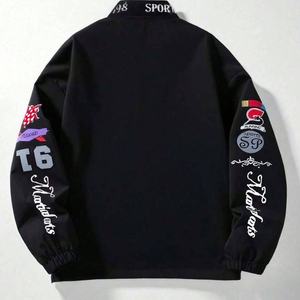 Ventes en gros de vestes zippées décontractées pour hommes de haute qualité, broderie 3D personnalisée, impression graphique de lettres, vestes bomber pour hommes à épaules tombantes - Product Image 2