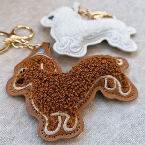 Plush Embroidery Dachshund <b>Dog</b> Keychain Cute Cartoon Puppy KeyRing PULeather Bag Charm Gift for Women BackpackHandbag Decoration - Product Image 3
