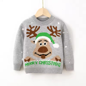 Pull tricoté à manches longues et col rond pour les fêtes de fin d'année, sweat-shirt de Noël pour filles et garçons - Product Image 3