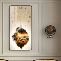Luxe moderne décoration de la maison horloge murale nouvelle peinture animale cristal porcelaine luxe verre MDF aiguille silencieuse pour salon