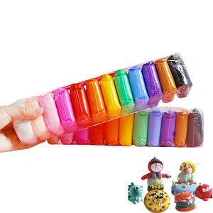 Set di argilla secca a 12 colori morbido Ultra leggero modellante di pasta per il gioco e melma giocattolo educativo fatto a mano per bambini - Product Image 1