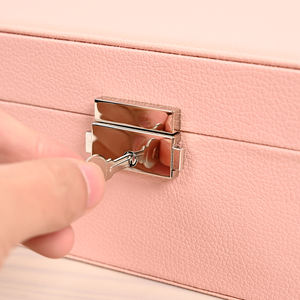 Kotak penyimpan perhiasan beludru 2 lapisan, wadah penyimpanan kulit dengan kunci untuk anting wanita, Kalung Gelang - Product Image 6