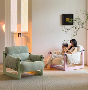 Poltrona Relax Verde Moderna per Soggiorno di Villa, Camera da Letto d'Hotel, con Struttura in Legno e Tessuto Rinfrescante - Product Image 3