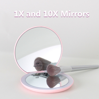 Miroir de Maquillage Rond Grossissant LED Portable Tactile, Miroir de Vanité Lumineux Compact de Poche avec Logo