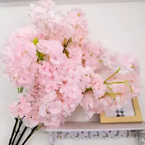 Ramo de Flores de cerezo de seda, cabezas de plantas de alta calidad, decoración de boda, Flores artificiales
