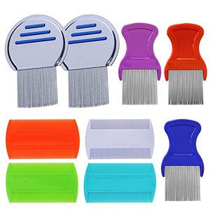 مشط للقمل والصئبان والقراد والبراغيث بمقبض من الفولاذ المقاوم للصدأ وأسنان محززة مع خطوط بلاستيكية مانعة للانزلاق - Product Image 3