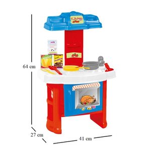 Cuisine jouet pour enfants 41x27x64 cm avec 19 accessoires, assiettes, couverts, casseroles, jeu de petit chef, ensemble de repas pour enfants - Product Image 2