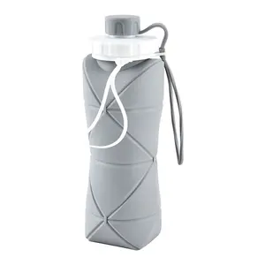 600ml Silikon Sport getränk Wasser flasche Bpa-frei Zusammen klappbare faltbare Trinkwasser flasche Silikon Reises port Wasser flasche