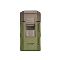 Briquet torche à arc 2 flammes OEM 4-en-1 en métal, portable, coupe-vent, rechargeable au butane, avec poinçon et aiguille, accessoires pour cigares