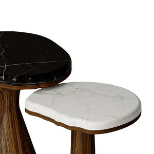 Table d'appoint <span class=keywords><strong>de</strong></span> luxe unique en bois massif avec plateau en marbre noir et blanc, base en bois massif, fabrication artisanale, pour salon - Product Image 4