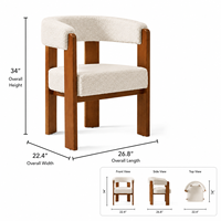 Chaise de salle à manger moderne Japandi en bouclette, fauteuil de luxe en bois massif avec dossier incurvé pour hôtel, villa, restaurant, projet