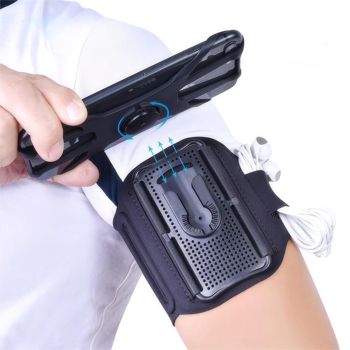 Premium Detachable Phone Holder Sports Armband Running Exercise Arm Strap with Earphone Hole and Key Pocket for All Smartphones