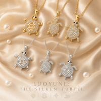 Collier tortue de mer plaqué or 18 carats LUOYUNE pour femme, pendentif animal marin étincelant en zircon 5A, bijou de plage délicat, cadeau