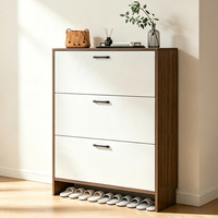 Meuble à chaussures moderne ultra-plat rabattable, avec étagères amovibles et réglables, en bois, pour couloir