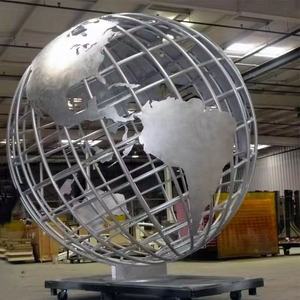 Sculpture de globe terrestre en acier inoxydable, carte du monde en fil métallique pour <span class=keywords><strong>jardin</strong></span> extérieur - Product Image 4