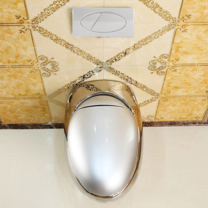 โถสุขภัณฑ์แบบแขวนผนังเคลือบเงา รูปทรงไข่ สีเงิน พร้อมถังเก็บน้ำแบบซ่อน - Product Image 5