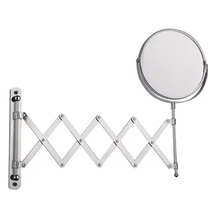 Customized Logo Round Shape Wall Mounted Metal Frame Mirror 360 Degree Rotation Makeup Mirror