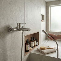 Robinet de douche mural en acier inoxydable 304, mitigeur eau chaude et froide, finition brossée douce, pour baignoire - Vente en gros