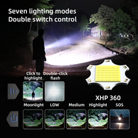 Lampe torche puissante à LED de 15 000 lumens, longue portée, rechargeable, 150 W, XHP360 COB, zoom, la plus puissante