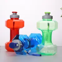 Botol Air Barbel Berbentuk 1,5 L, Cangkir Air Plastik Fitnes Olahraga Luar Ruangan Kapasitas Besar