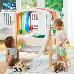 Mesa sensorial Montessori para guardería con pizarra, mesa de agua y dosel, mesa de juego educativa para actividades de jardín de infantes - Product Image 1