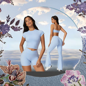 Conjunto <span class=keywords><strong>de</strong></span> Yoga para mujer, traje deportivo, <span class=keywords><strong>ropa</strong></span> <span class=keywords><strong>de</strong></span> entrenamiento, Sujetador deportivo, <span class=keywords><strong>ropa</strong></span> deportiva para correr, camiseta sin mangas <span class=keywords><strong>de</strong></span> manga corta para mujer - Product Image 5