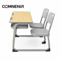 Bureau et chaise d'école double places en métal durable au design moderne, mobilier scolaire, table d'étude pour étudiants, qualité export