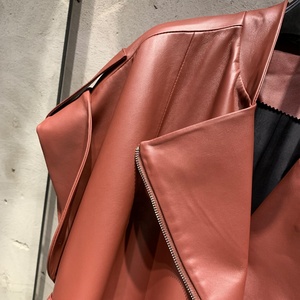 Vestes en cuir sans manches 2025 Veste en cuir de mouton véritable Veste en cuir bordeaux Femme - Product Image 4