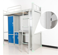 Nouveau design dortoir d'étudiant lit d'appartement en métal avec bureau table d'ordinateur et armoire à vêtements lit avec toboggan