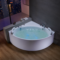 Baignoire SPA d'angle de luxe à design cascade pour salle de bain intérieure, avec jets d'air massants et fonction Jacuzzi