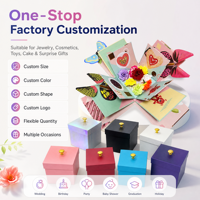 ELDGREON Boîte Cadeau Explosive en Carton Carré DIY Papillon Volant Faux Tête de Rose Surprise pour Anniversaire Fête des Mères Fête des Pères