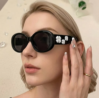 时尚女式 3D 山茶花太阳镜 UV400 防紫外线时尚眼镜 时尚街头眼镜 Gafas De Sol De Camelia