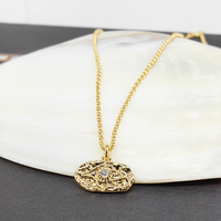 Collier pendentif œil géométrique irrégulier en laiton plaqué or 18 carats, style rétro vintage européen et américain, unique et tendance