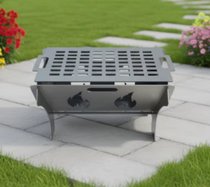 Brasero artisanal en acier Corten - Cheminée extérieure unique à bois <span class=keywords><strong>pour</strong></span> jardin et barbecue - Product Image 5