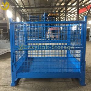 <span class=keywords><strong>Cage</strong></span> de stockage en métal pliable pour entrepôt, revêtement en poudre, <span class=keywords><strong>cage</strong></span> de stockage en treillis métallique, boîte de rangement pliable en métal, conteneur en treillis métallique - Product Image 4